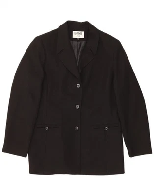 KASPER Womens 3 Button Blazer Jacket US 10 Large Black Polyester PQ20 - Image 1 of 3