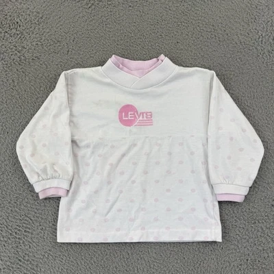 Camisa Pullover Vintage Little Levi's Niñas 5T Blanca Lunares Manga Larga Años 90 Foto 1 de 4