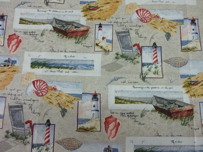 Quilting Cotton By The Sea D. Morgan Fabric Lighthouse Beach Half Y #20 - Image 1 of 4