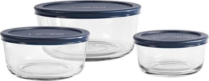 Klassische Glas Lebensmittel Aufbewahrung Behälter mit Deckel, blau, 6-teiliges Set - - Bild 1 von 5