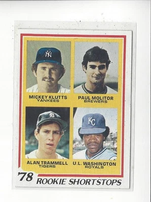 1978 Topps #707 Paul Molitor RC/Alan Trammell RC/UL Washington RC Rookie - EX-MT Foto 1 de 2