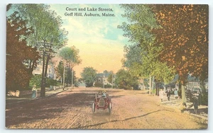Postkarte Court und Lake Streets Goff Hill Auburn Maine - Bild 1 von 3