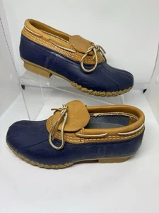 L.L. Bean Bean Boots Low Cut Duck Shoes  Navy Size 7 M Women's EUC - Picture 1 of 12