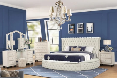 Juego de dormitorio contemporáneo de madera gris King de 4 piezas Foto 1 de 4