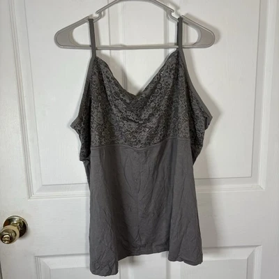 NWT Lane Bryant Gray Lace Trim Cami Tank Top Women’s 22 / 24 Basic Capsule Y2K - Image 1 of 4