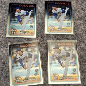 (4) Lot 2024 Topps Chrome Yoshinobu Yamamoto Rookie Card RC #18 Dodgers - Picture 1 of 3