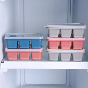 Silicone Ice Cube Tray with Lid Large Size & Easy Demoulding Pack of 3 - Picture 1 of 19