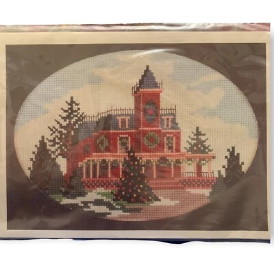 Vintage Christmas Victorian House Design Pattern ONLY Cross Stitch 1979 J Kirby - Image 1 of 4