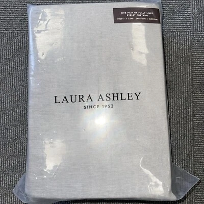 Laura Ashley Abbott Steel Fully Lined Eyelet Curtains 64x90” Brand New - Image 1 of 2