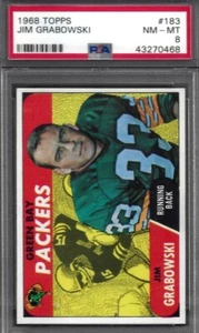 1968 Topps #183 JIM GRABOWSKI Green Bay Packers ROOKIE - PSA 8 - Only 17 Higher - Picture 1 of 3