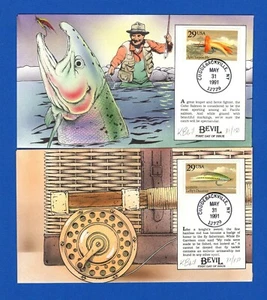 Scott 2545-49 Fishing Flies Set of Five Hand Painted Bevil First Day Covers - Picture 1 of 3