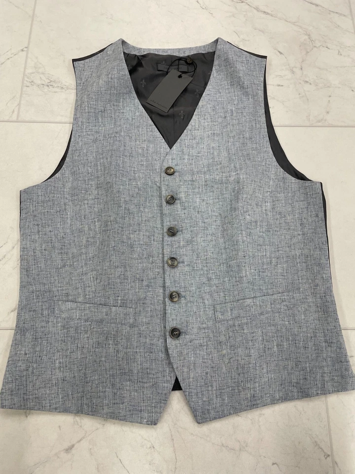 NWT $498 John varvatos Wooster Vest In Dusted Blue Size:52 - Image 1 of 4