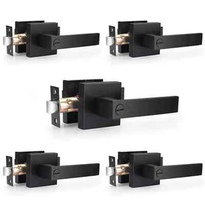 Probrico 6 Pack Heavy Duty Flat Black Square Privacy Interior Door Levers - Picture 1 of 7