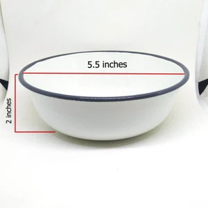5.5 inches White enamel camping round bowl vintage enamelware Plates dishes - Picture 1 of 7