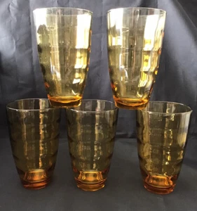 Lot of 5 Vintage Libby Amber Beverage Drinking Glasses Tumblers 12 Oz - Picture 1 of 1