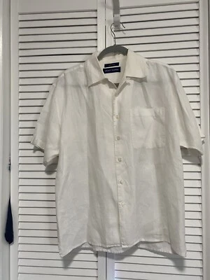 Camisa blanca de lino Grant Thomas talla pequeña Foto 1 de 4