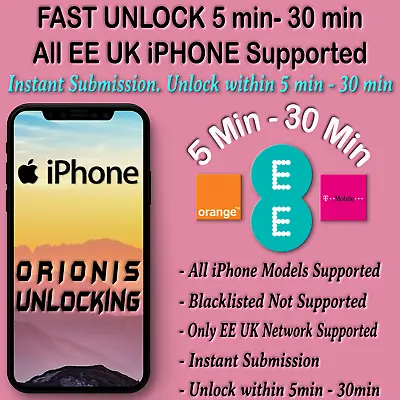 UNLOCK CODE SERVICE FOR IPhone 14 13 12 11 XS XR X SE 8 7 6 Plus Pro Mini EE UK • 0.99£