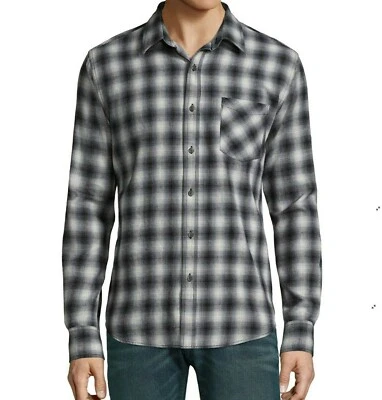 Button Up Shirt Plaid Flannel Arizona Long Sleeve Black/Gray Mens Size L-XL - Image 1 of 2