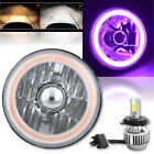 5-3/4" Motorcycle Purple COB Halo Crystal Clear Headlight H4 6k LED Bulb Each 1x