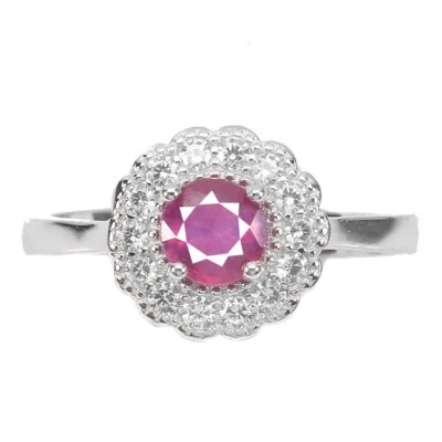 925 Sterling Silver Ring Round Ruby 5mm Simulated Cz Gemstone Jewelry Size 8 - Image 1 of 4