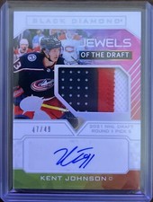 2022-23 Upper Deck Black Diamond Kent Johnson Jewels of the Draft RPA #47/49