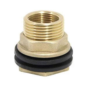 Brass Water Tank Connector Bulkhead Tank Fitting 1" Female x 1-1/4" Male Theaded - Picture 1 of 7