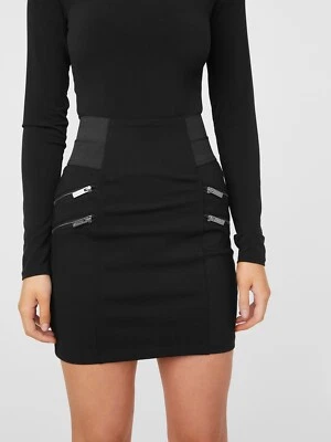 Guess Mujer Daizy Falda Tejida Cintura Alta En Negro Cremalleras Detalles Talla L Foto 1 de 4