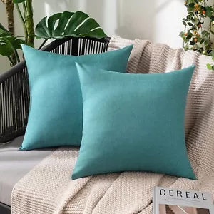 Pack of 2 Decorative Outdoor Solid Waterproof Throw Pillow Covers Linen - Picture 1 of 4