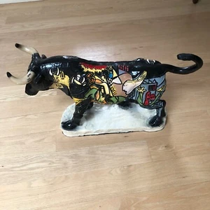 Vintage Steve Kaufman BULL Sculpture Original Painting Signed Pop Art # 132/200 - Picture 1 of 12
