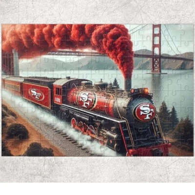 49ers Football Train 120 Piece Custom Handmade Jigsaw Puzzle - Image 1 of 4