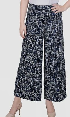 NY Collection Women's Blue Pull-On Palazzo Pants Petite Size PL - Image 1 of 3