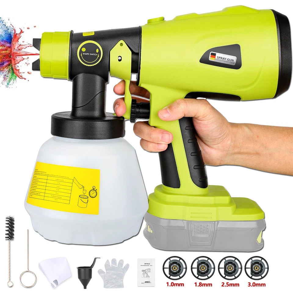JHJQZCYG NEW Cordless High Pressure Spray Gun Airless Paint Sprayer For Ryobi 18V Battery