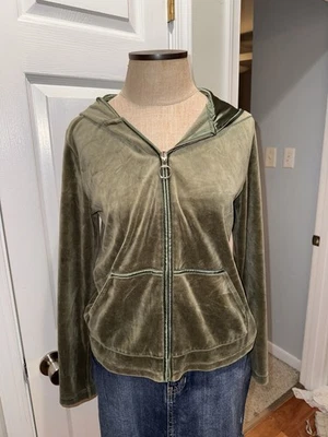 Jaqueta Jones New York anos 90 verde oliva veludo com zíper média - Imagem 1 de 3