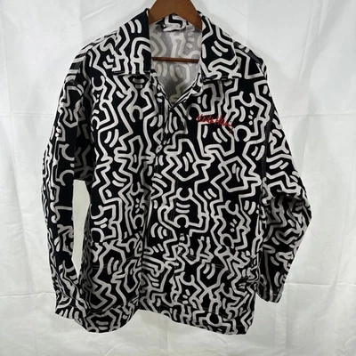 Chaqueta H&M Keith Haring Hombre Sarga Blanca y Negra Abotonada Talla L Grande Foto 1 de 4