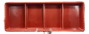 Real Home 4 Section Divided Dish 18.75in Orange Stoneware Serving Tray Platter - Picture 1 of 11