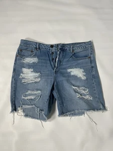 Pantalones Cortos American Eagle Para Mujer 14 Denim Tiro Alto Tomgirl Bermudas Desgastados Rasgados - Imagen 1 de 14