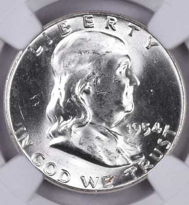 1954 Franklin Silver Half Dollar - NGC MS65 FBL - Original Bag Fragment  - Image 1 of 3