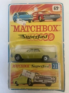 1969- Matchbox Lesney Superfast # 31 Lincoln Continental Blister CardVERY RARE! - Picture 1 of 3