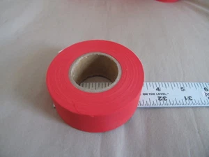 (1) NEW Roll Fluorescent Red Flagging Tape 1-3/16" x 150' 4 mil Trail Mark Flag - Picture 1 of 3