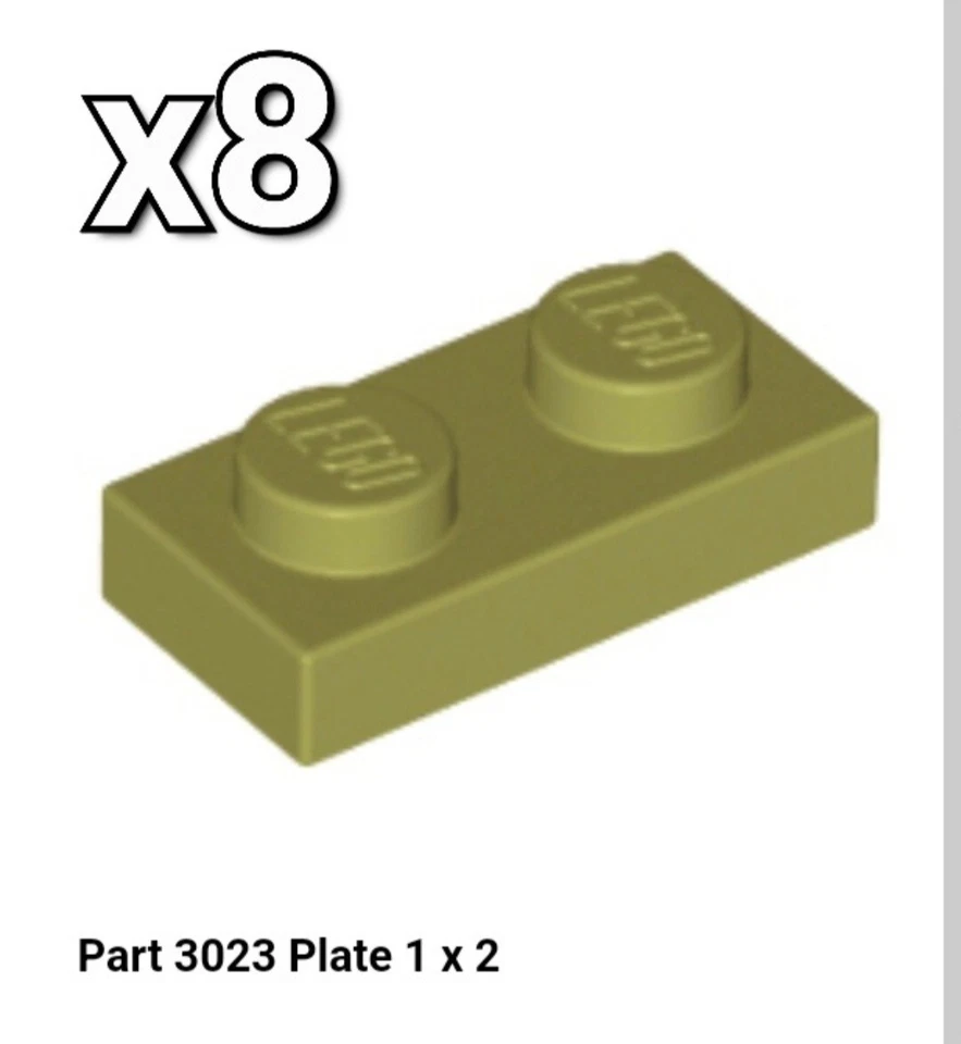 Lego 1x2 Olive Green Plate (10x) 6016483 Brick 3023