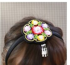 Korean Hanbok Costume Accessories Girls Hairband Flower Pearl BK