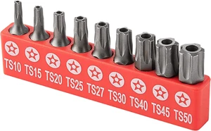 RAMPRO 9 piezas Torx Star 5 puntos, seguridad a prueba de manipulaciones, juego de brocas de controlador - T10, 15,20, - Imagen 1 de 12