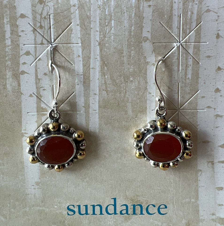 Nuevo con etiquetas Catálogo Sundance Plateado Chapado en Oro Cornalina “Pendientes de Caléndula” $118 Foto 1 de 2