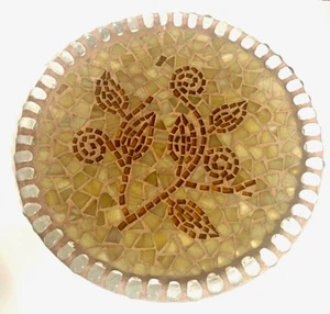 Plato grande redondo vintage Pier 1 Imports mosaico vidrio servir/exhibición 12,5" - Imagen 1 de 15