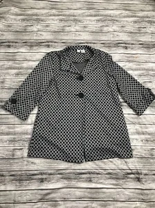  Short Sleeve Button Cardigan Jacket Blazer size Small black White Circle - Picture 1 of 5