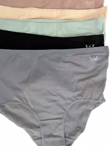 Women's Size 2XL Cotton Stretch 5 Pack Multi Color Full Coverage Briefs Panties - Picture 1 of 7