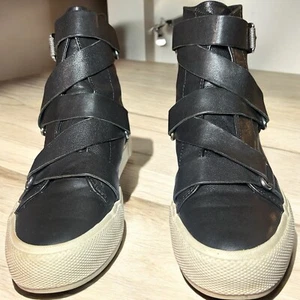 Zapatillas altas de cuero Frye Gia Moto para mujer talla 6,5 negras - Imagen 1 de 11