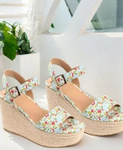 Journee Collection Womens Pearrl Platform Espadrille Sandals Blue Size 9M NIB - Picture 1 of 3