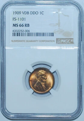 1909 VDB NGC MS66RB Red Brown DDO FS-1101 Doubled Die Obverse Lincoln Cent - Image 1 of 4
