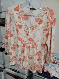 Papermoon Women Orange 3/4 Sleeve Button-Down Shirt 2XL - Picture 1 of 4
